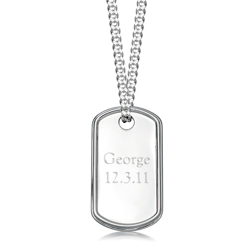 Men's Extra Large Engravable Photo Dog Tag Pendant in Sterling Silver (1  Image and 4 Lines) | Zales