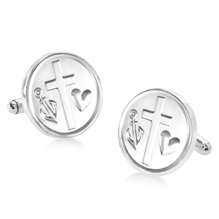 Faith, Hope & Love Silver Cufflinks