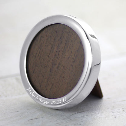 Silver Round Photo frame with engraving 
