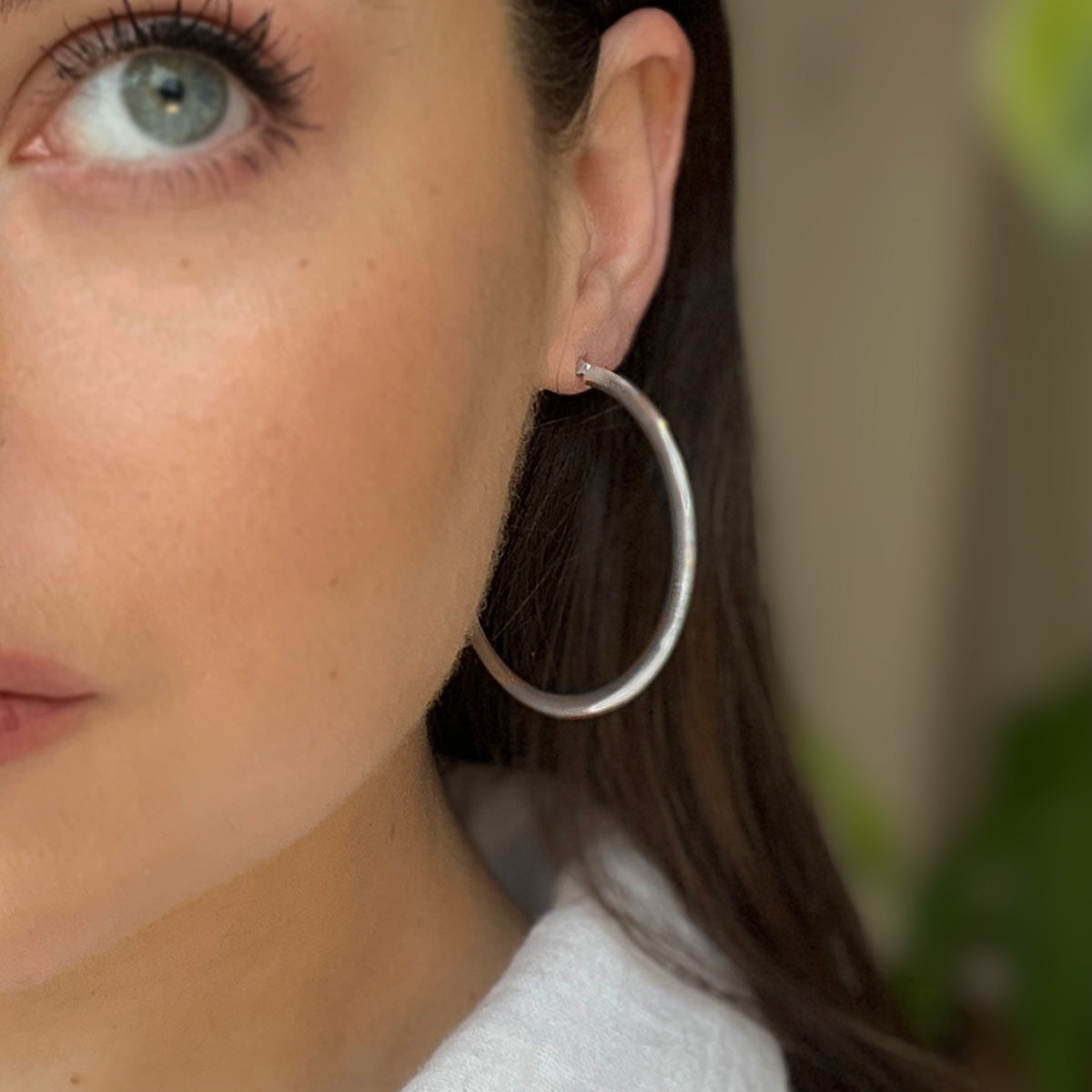 Sterling Silver Flat Hoop Earrings