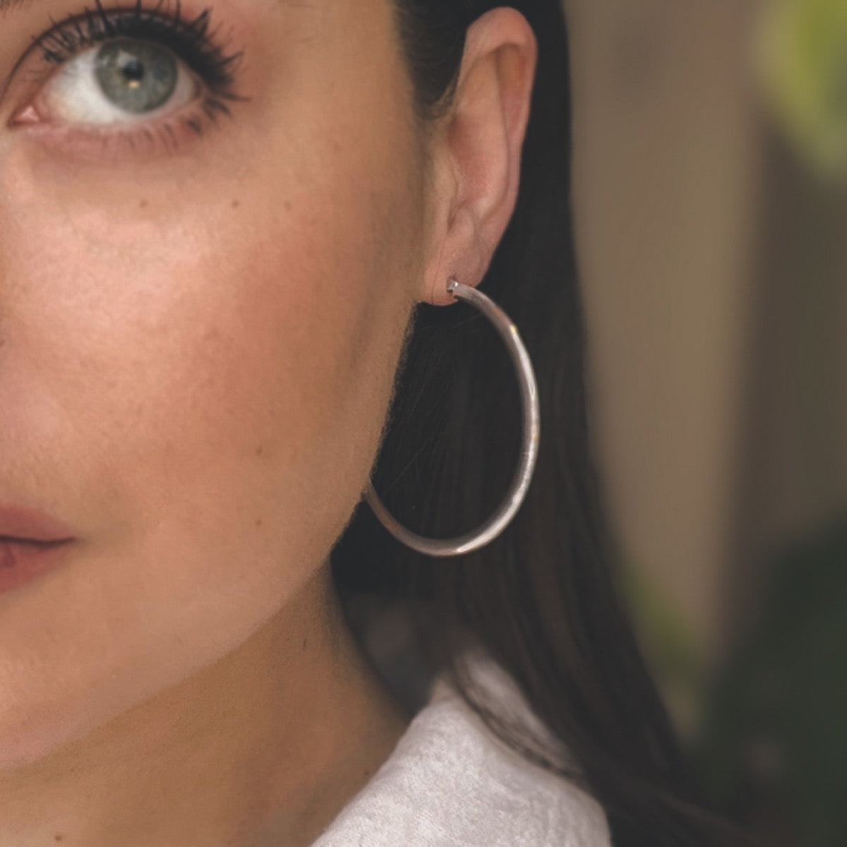 silver flat edge hoop earrings