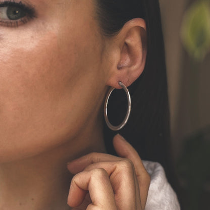 Sterling Silver Flat Hoop Earrings