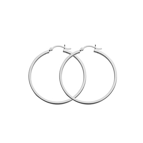 Silver Creole Hoop Earrings - 40mm