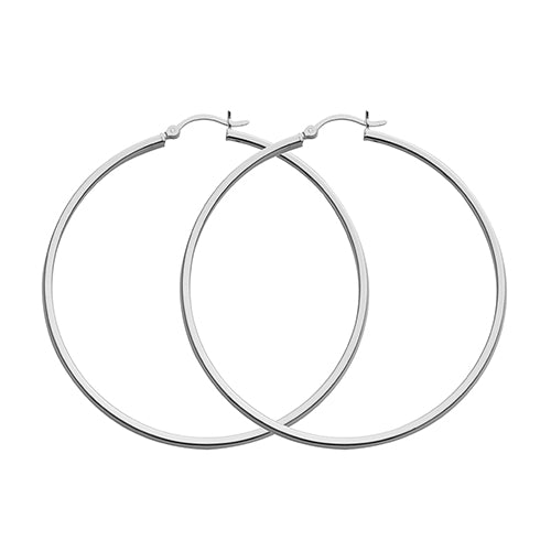 Silver Creole Hoop Earrings - 60mm