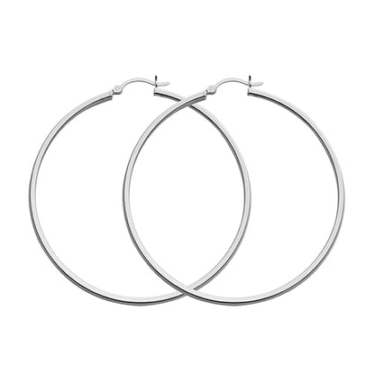 Silver Creole Hoop Earrings - 60mm