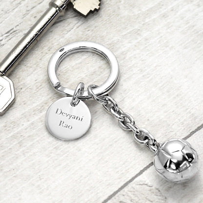 Silver Football Keyring With Engraved Disc