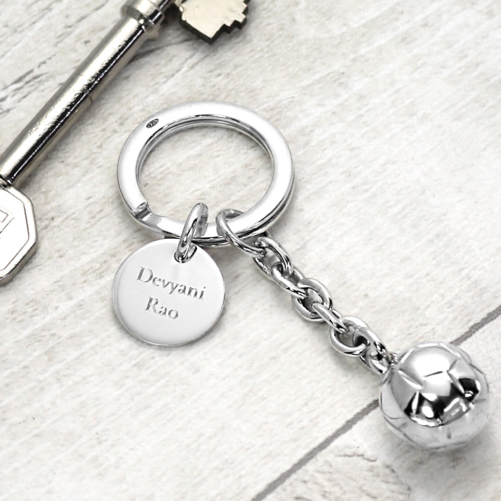 Silver Football Keyring With Engraved Disc