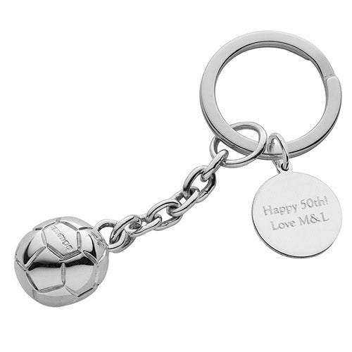 Silver Football Keyring With Silver Disc