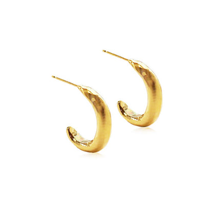 Hand Forged Open Gold Plated Hoops