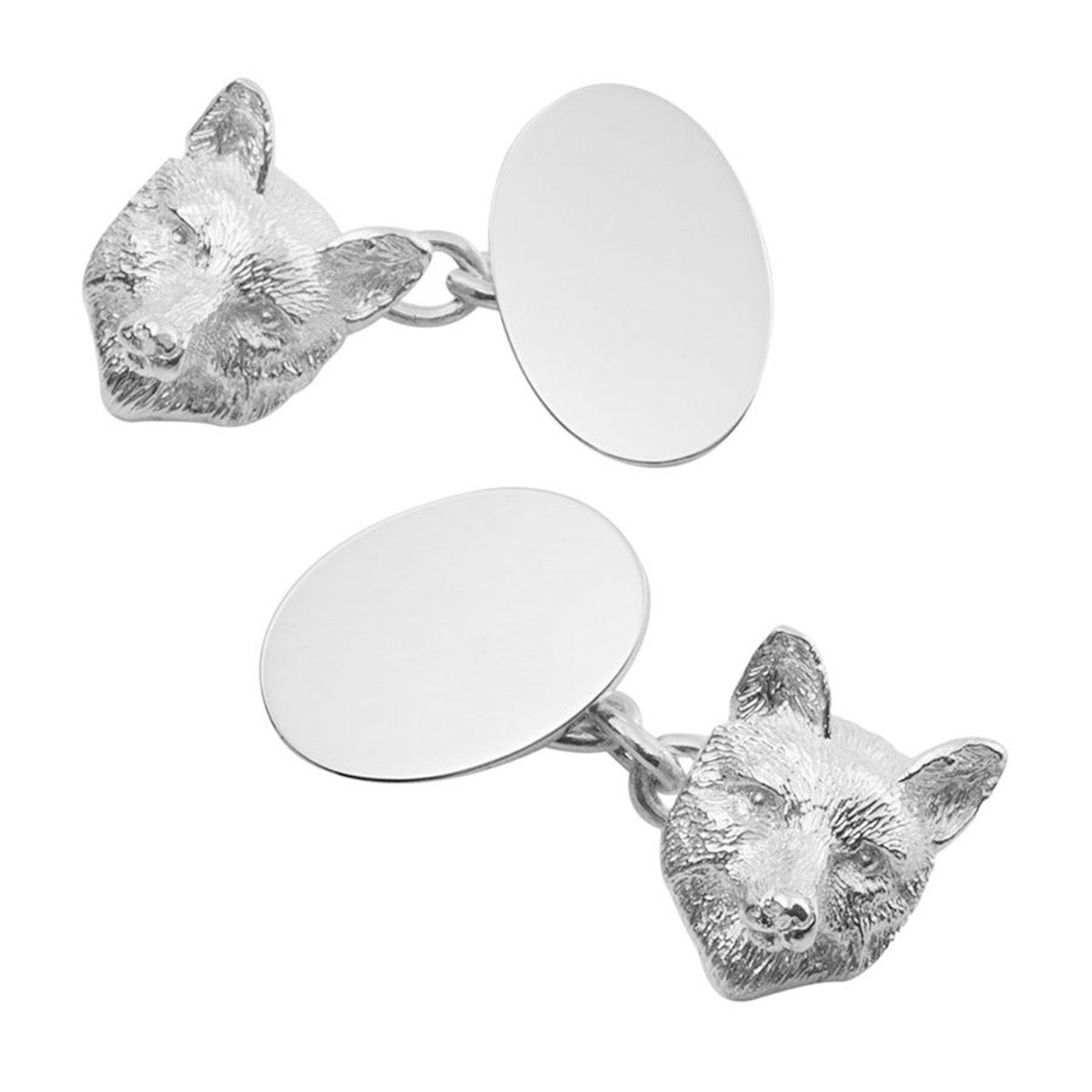 silver fox head cufflinks