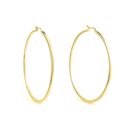 Sterling Silver and 22ct Gold Plated Square Edged Hoops - Large