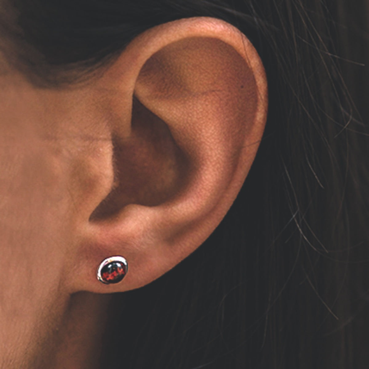 Silver and Garnet birthstone earrings