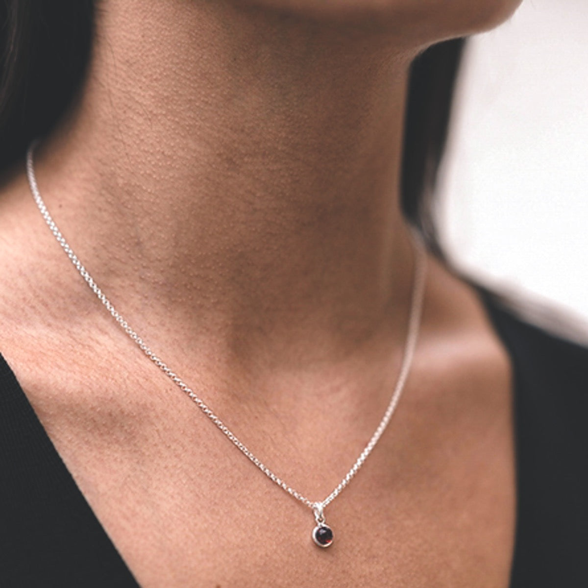 January birthstone cheap necklace silver