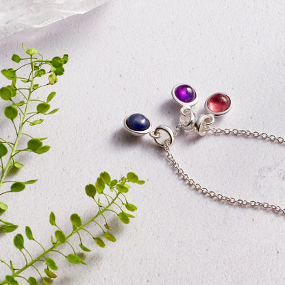 Garnet Birthstone Silver Necklace- January