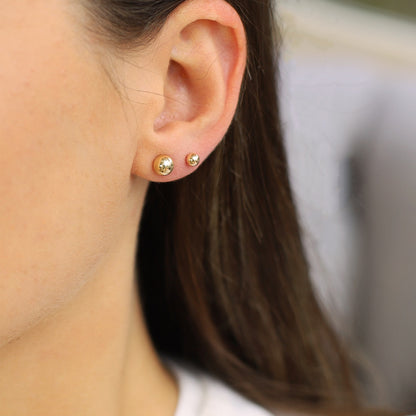 Silver and gold ball stud earrings