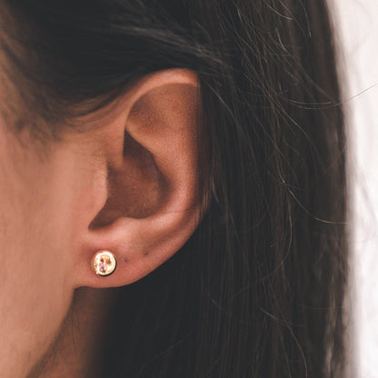 Gold button stud earrings