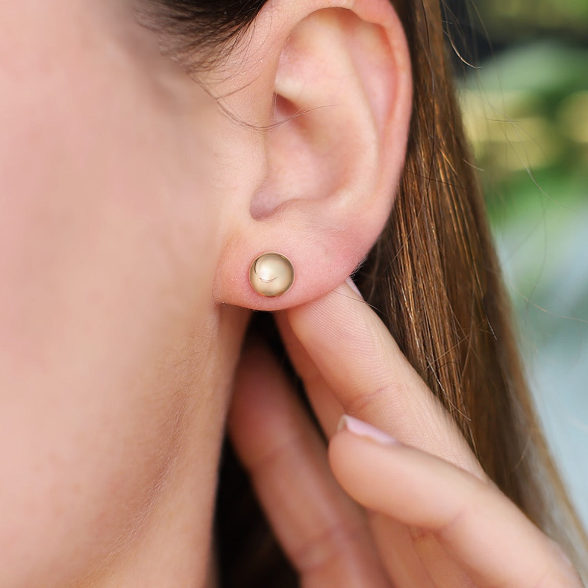 Silver gold button stud earrings 