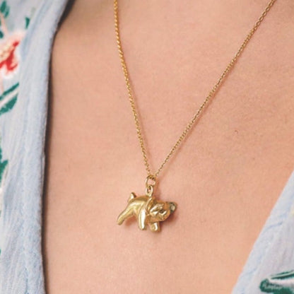 22ct Gold Plated and Silver Pig Necklace