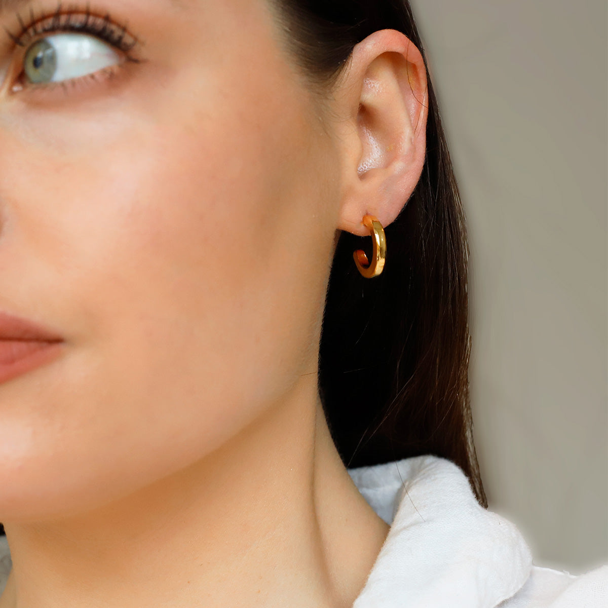 Gold Plated Square Section Open Hoop Earrings - hersey-and-son