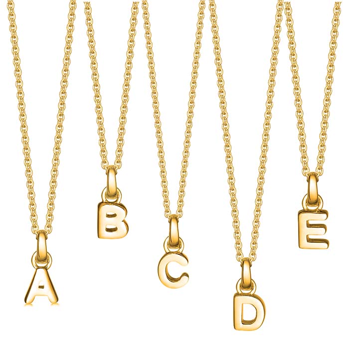 18ct Gold plated & Sterling Silver Initial Letter Necklace - hersey-and-son