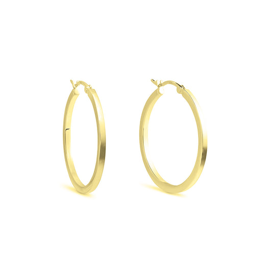 Sterling Silver and 22ct Gold Plate Square Edge Hoops - Small