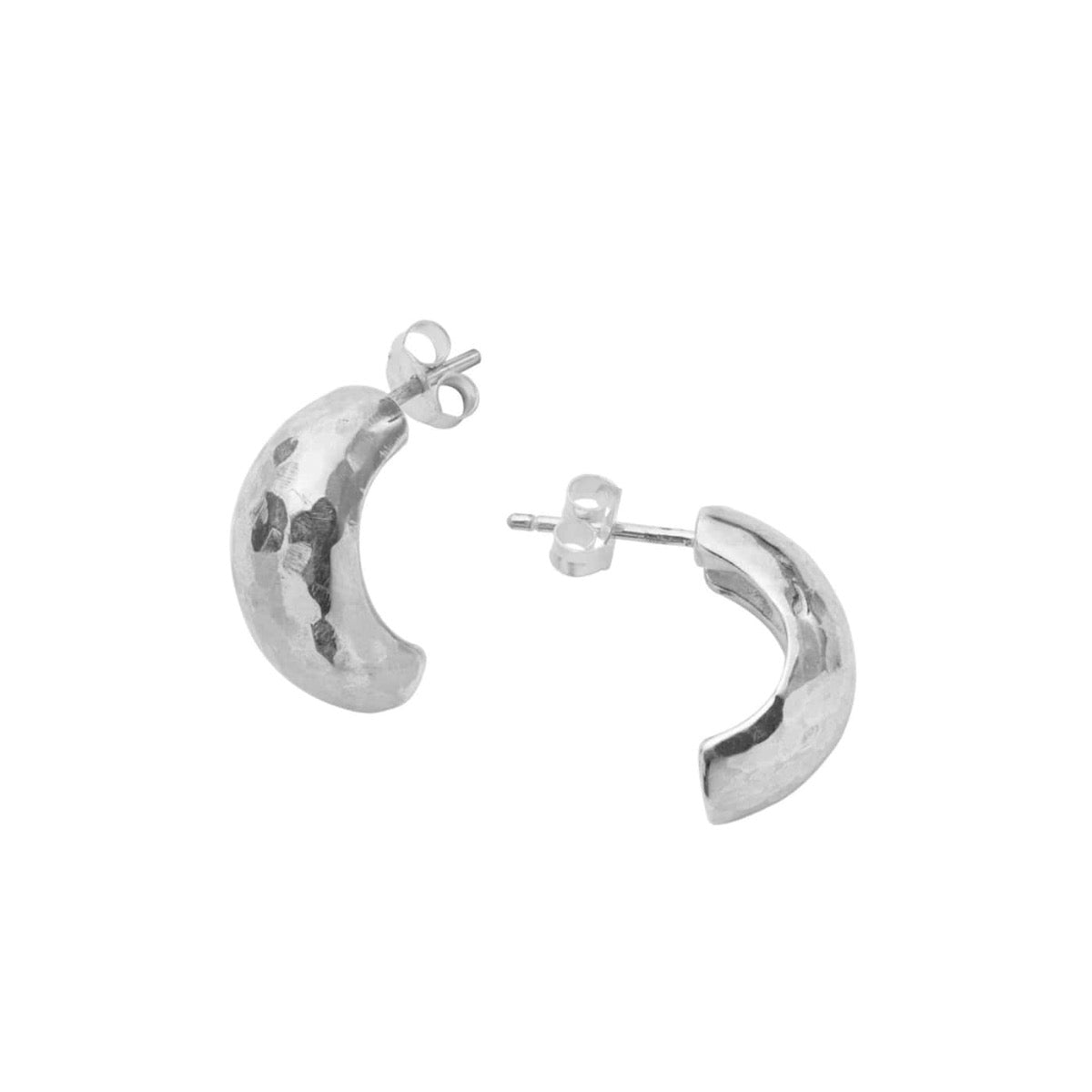 Hammered half hoop earrings