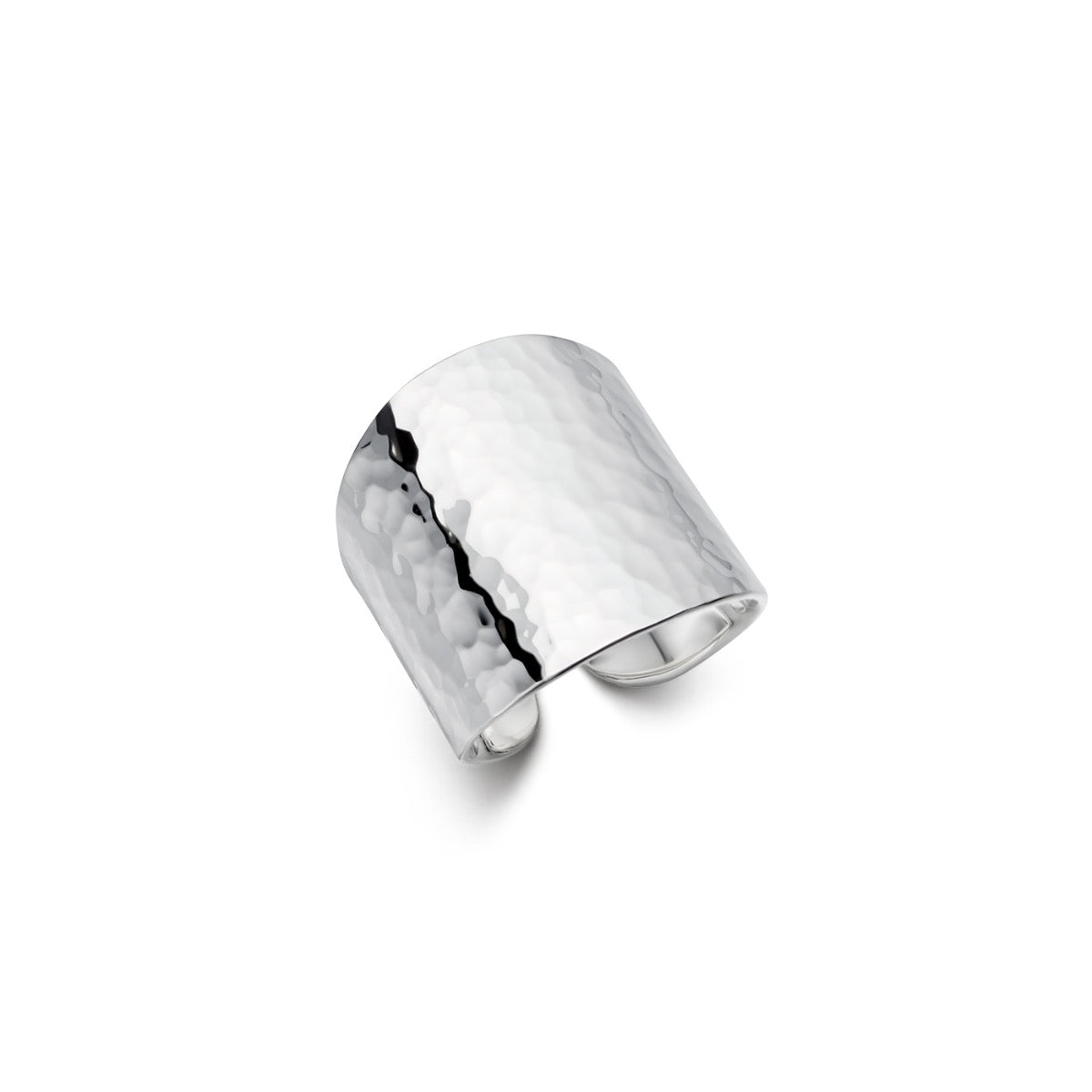 Silver hammered cuff ring