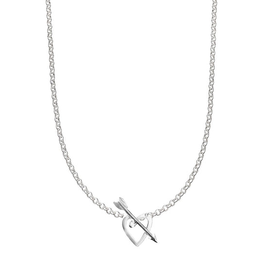 Silver Cupids Heart Arrow Necklace 