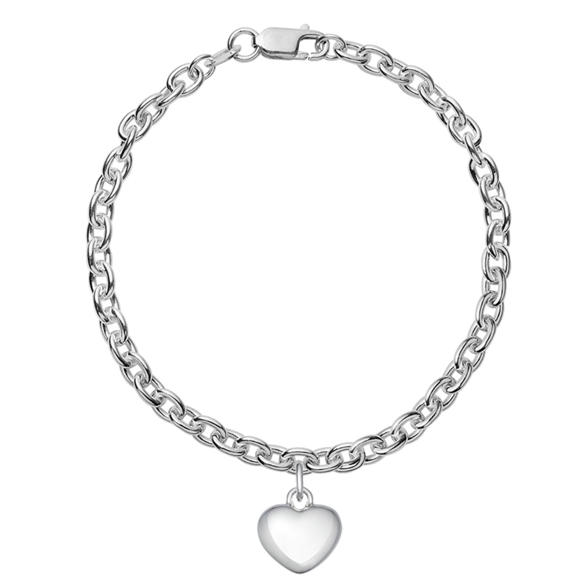 Silver Heart Chain Bracelet 7.5 191mm