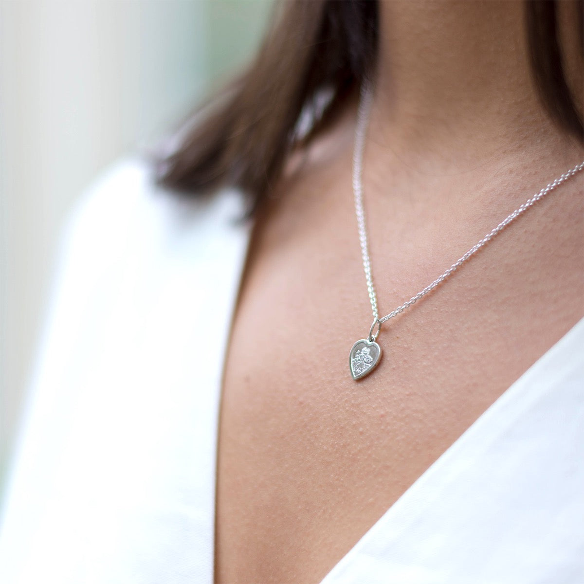 Silver mini heart st christopher necklace
