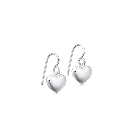 silver heart drop earrings