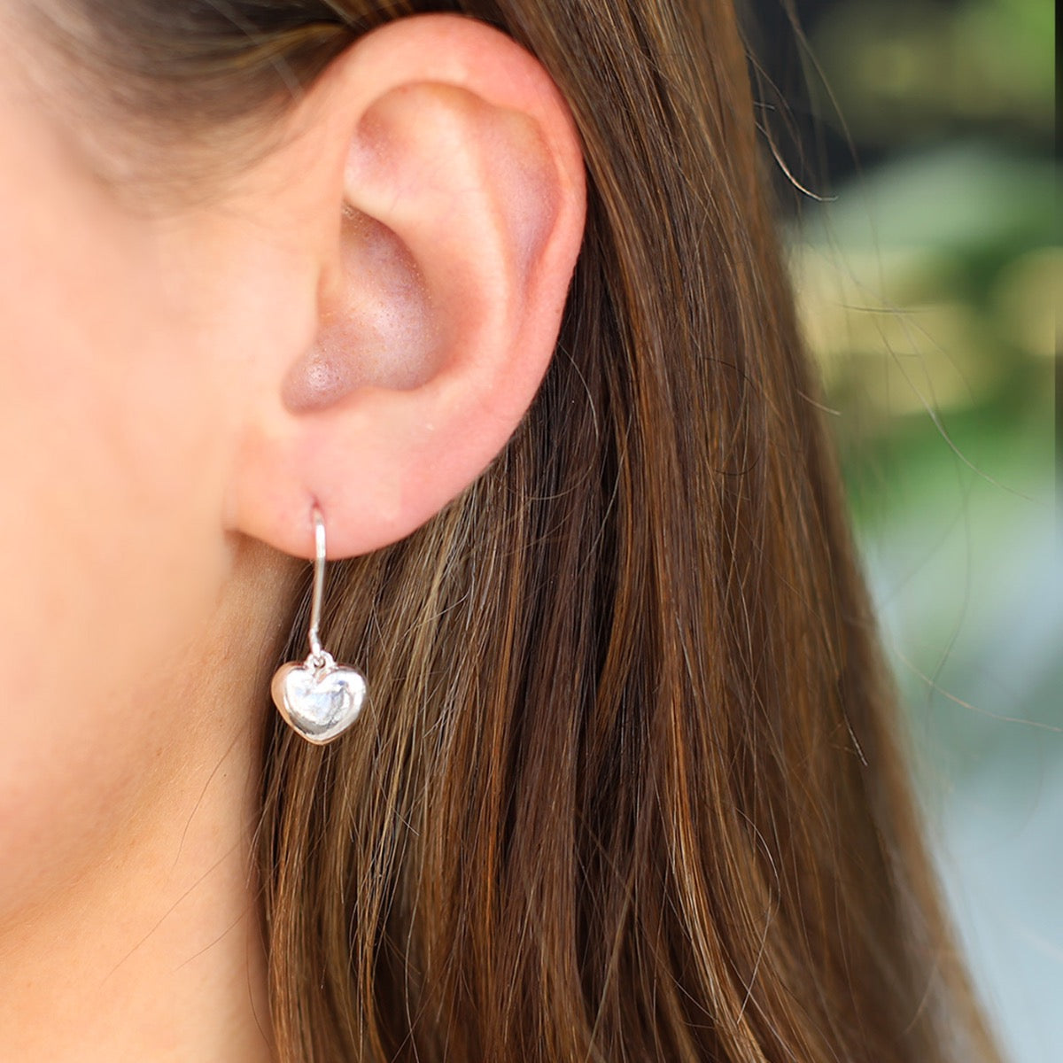 silver heart drop earrings 