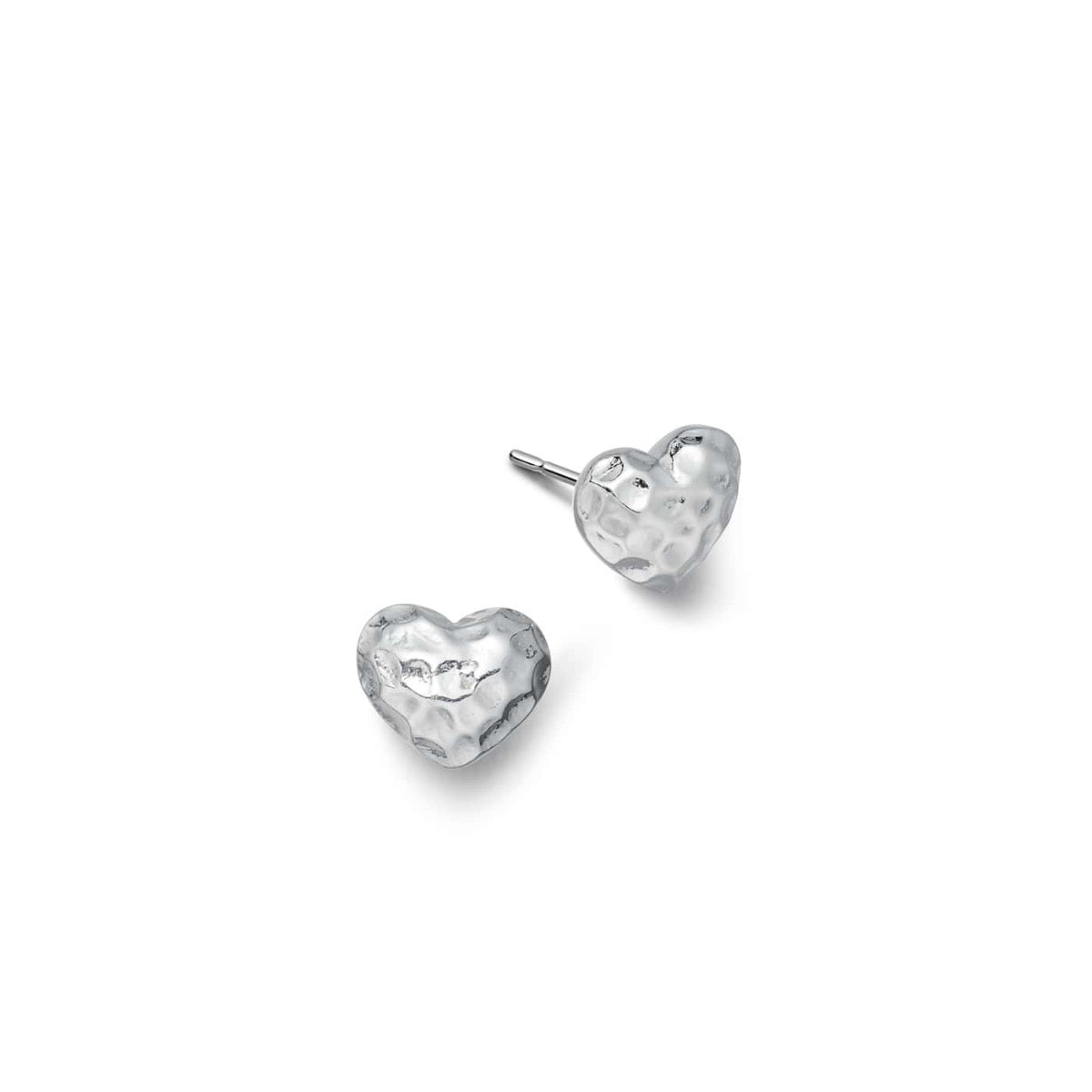 Silver hammered heart earrings