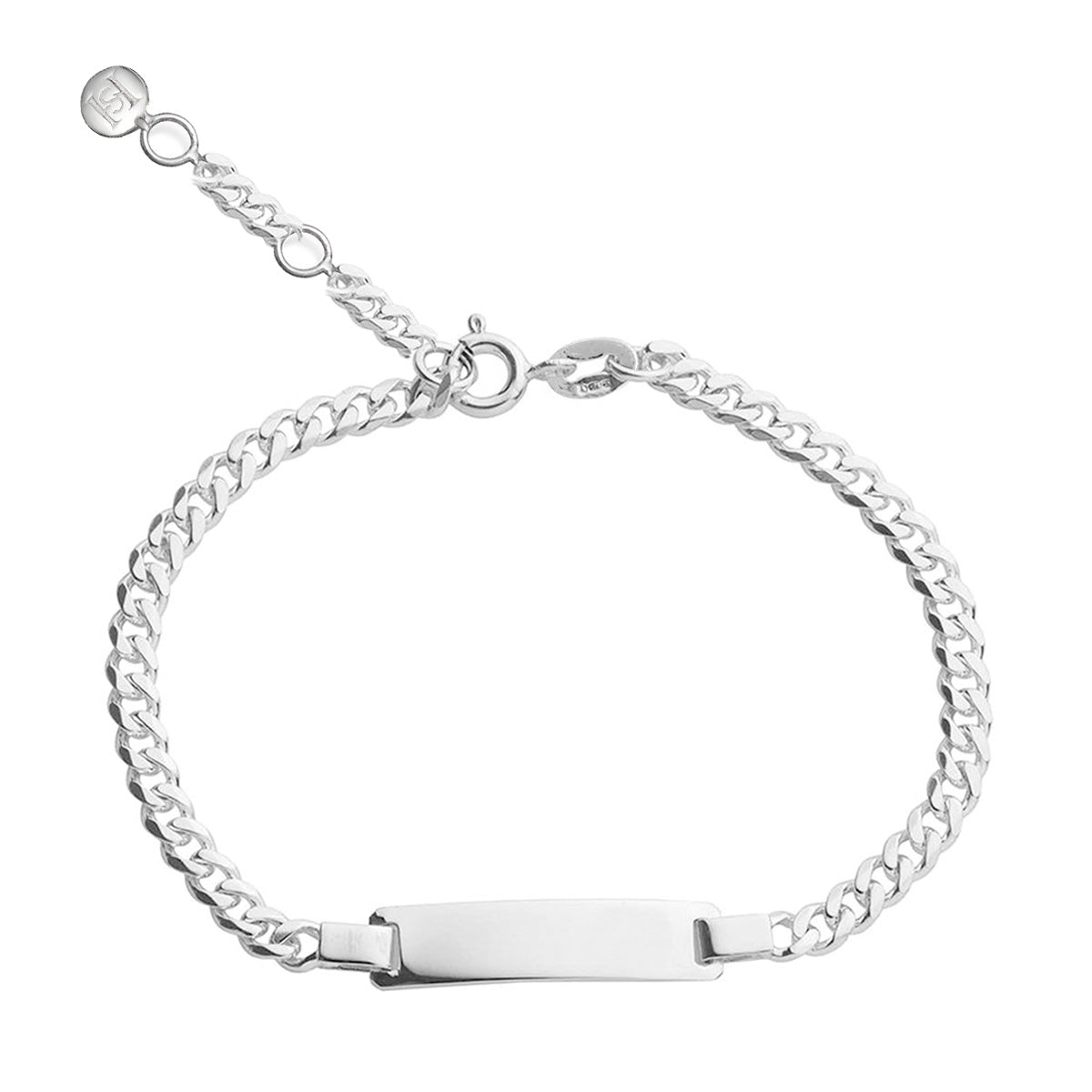 Ladies Slim Silver Identity Bracelet