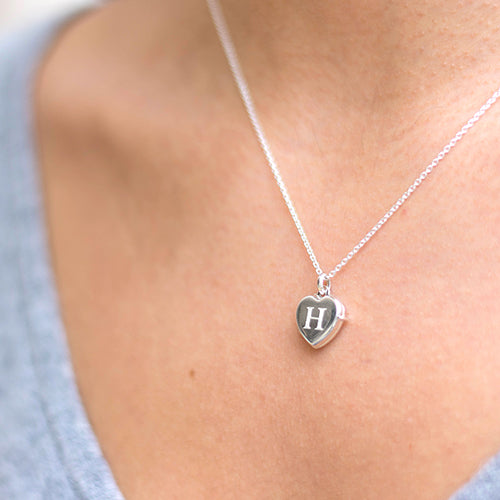 Silver Initial Heart Locket Necklace - hersey-and-son
