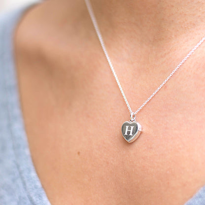 Silver heart locket necklace 