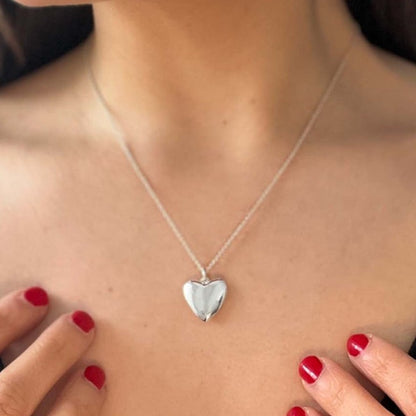 Deluxe Solid Silver Heart Necklace