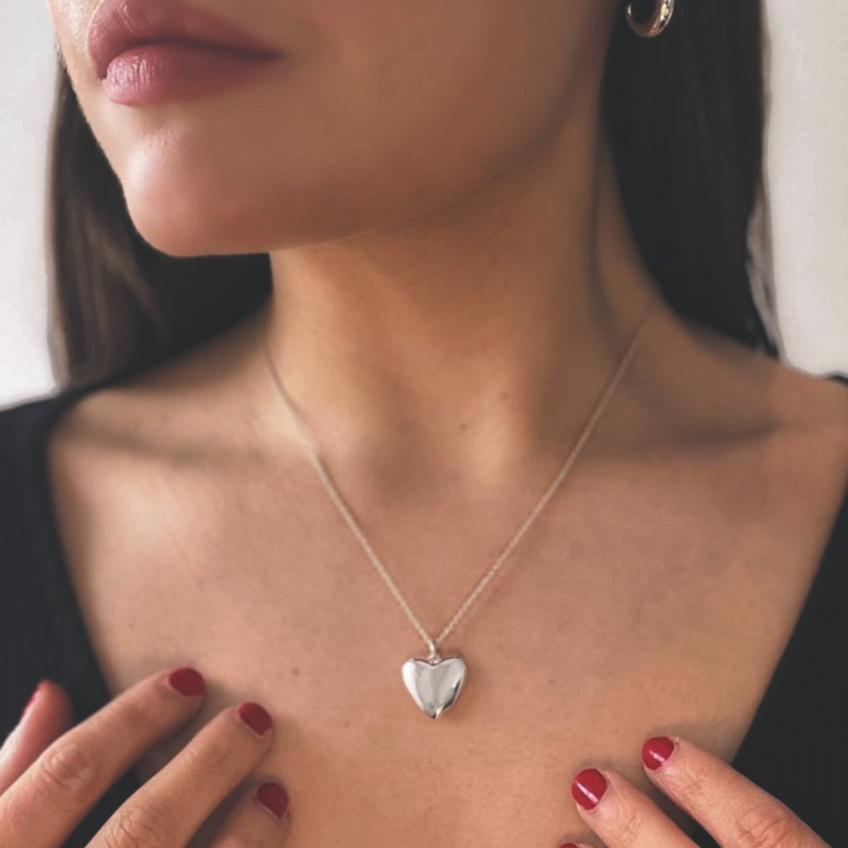 Deluxe Solid Silver Heart Necklace