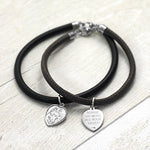 Leather & Silver Heart St Christopher Bracelet - hersey-and-son
