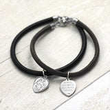 Leather & Silver Heart St Christopher Bracelet - hersey-and-son