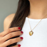 Deluxe Gold Plated & Sterling Silver Heart Necklace - hersey-and-son