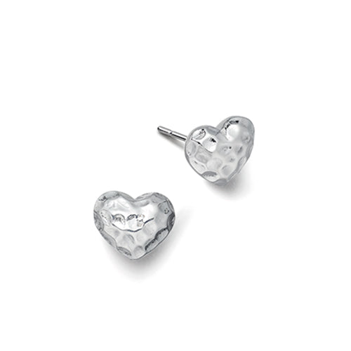 Large hammered heart earrings