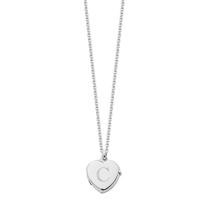 Silver heart initial locket
