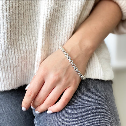 Sterling silver heavy box chain bracelet 