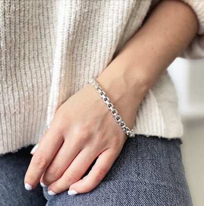 Heavy Silver Box Belcher Chain Bracelet