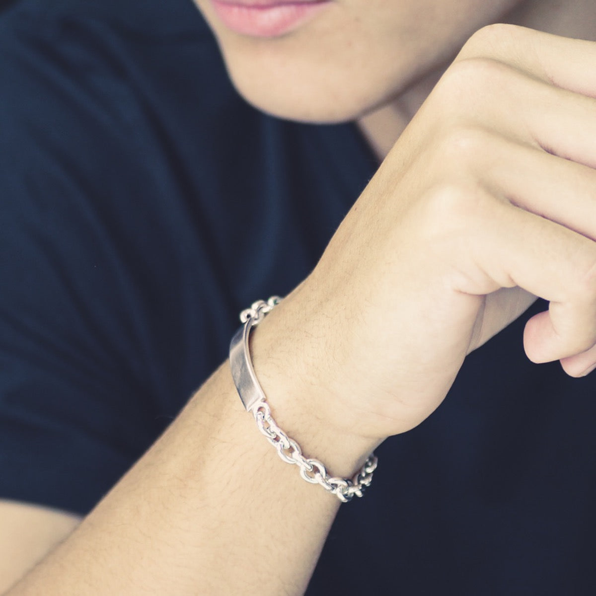 Heavy Silver Identity Bracelet