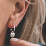 Silver Heart Hoop Earrings - hersey-and-son