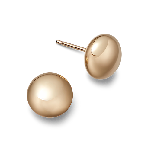 gold earrings, button design