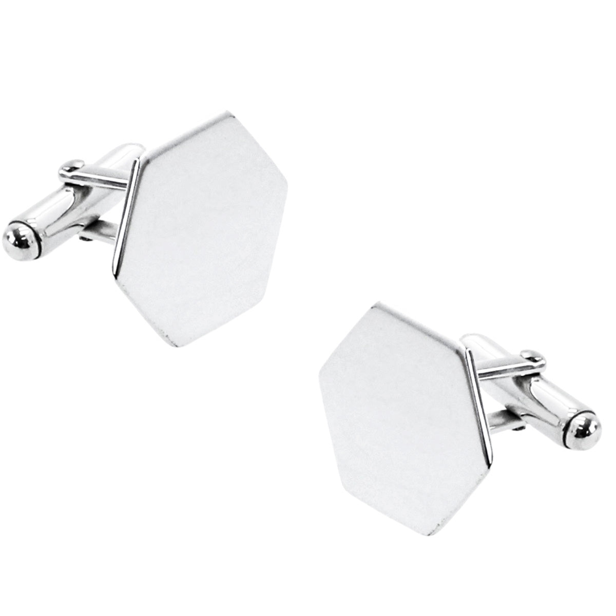 Silver hexagonal cufflinks