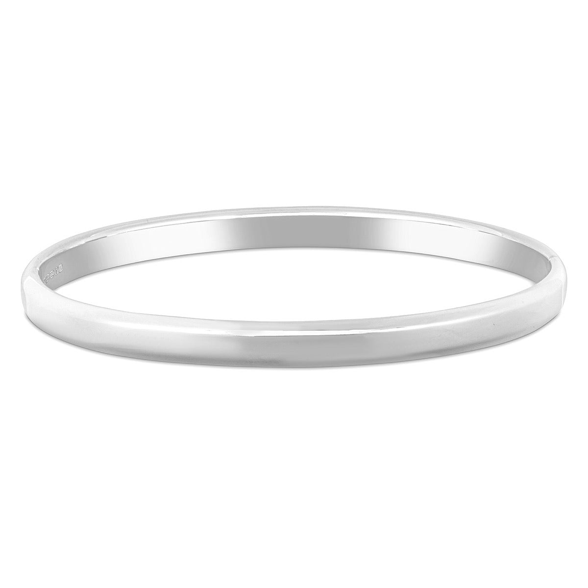 Oval Hinged Silver Bangle 6mm